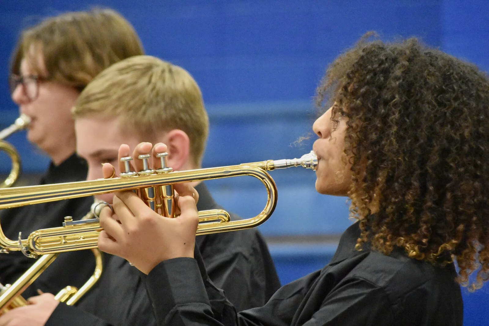 close up of trumpet player at the fall band concert